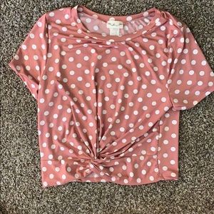 Pink polka dot crop top